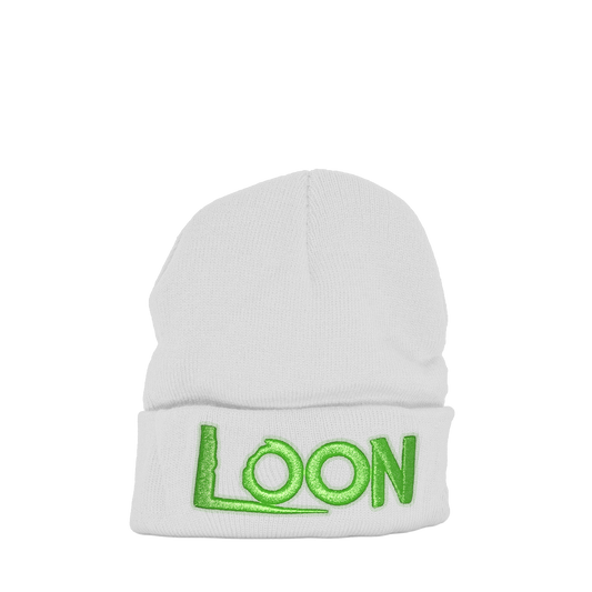 White "LOON" Beanie